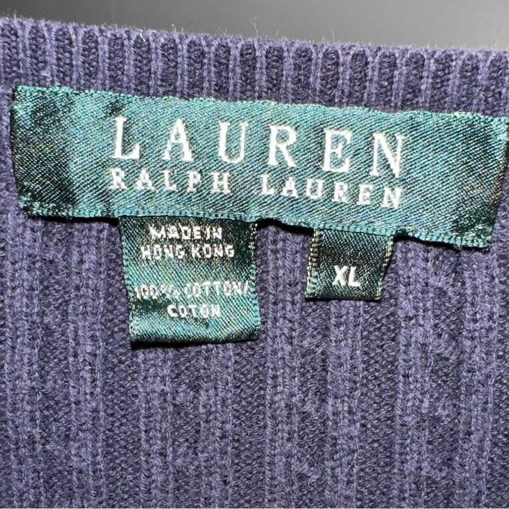 Ralph Lauren Navy Blue V-Neck Sweater - Picture 3 of 5